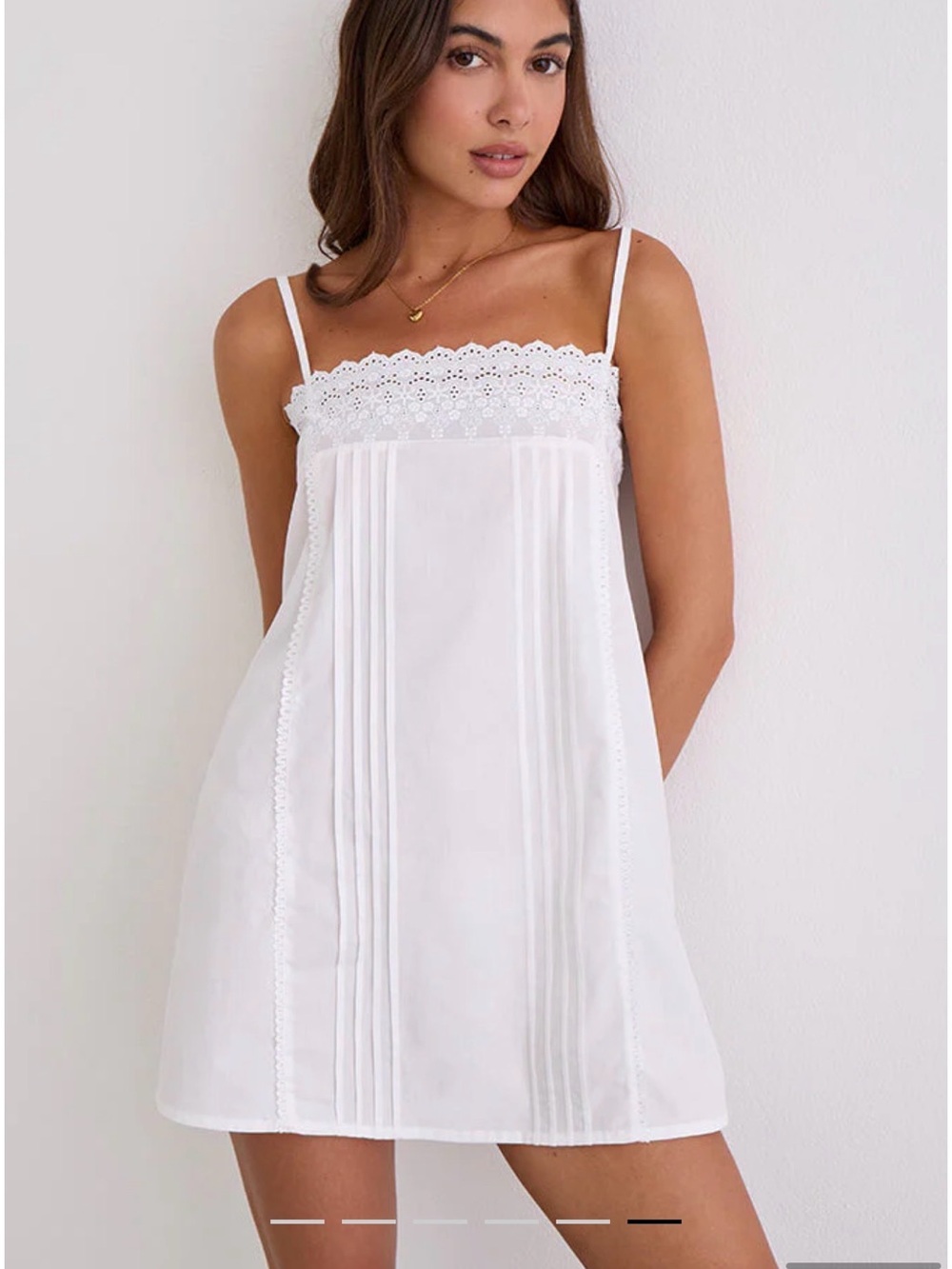 Motel Rocks White Eyelet Trim Cotton Chemise